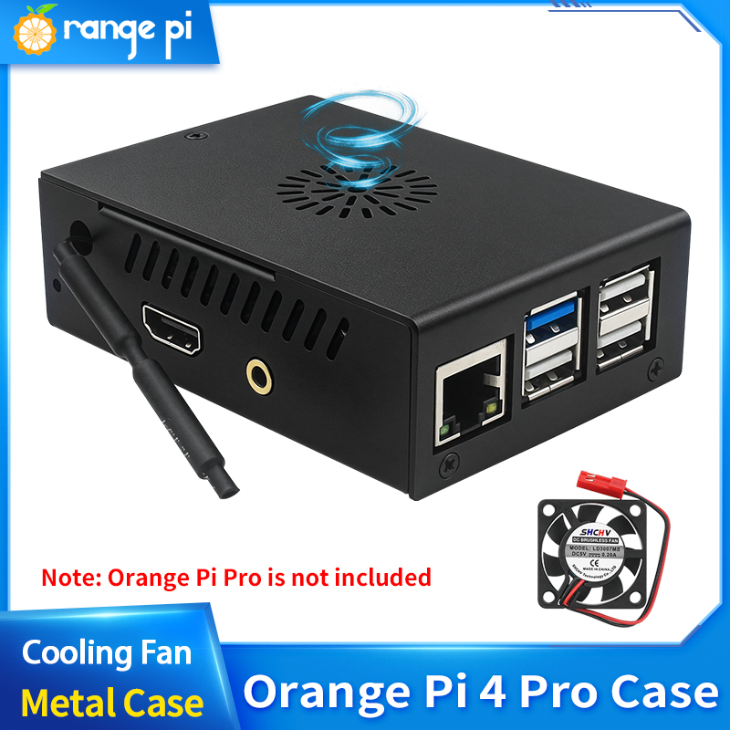 Pi 4 Case - Caixa Protetora de Metal Preta para