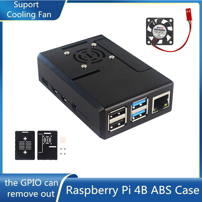 Pi 4 Case - Capa de Plástico ABS Preta para