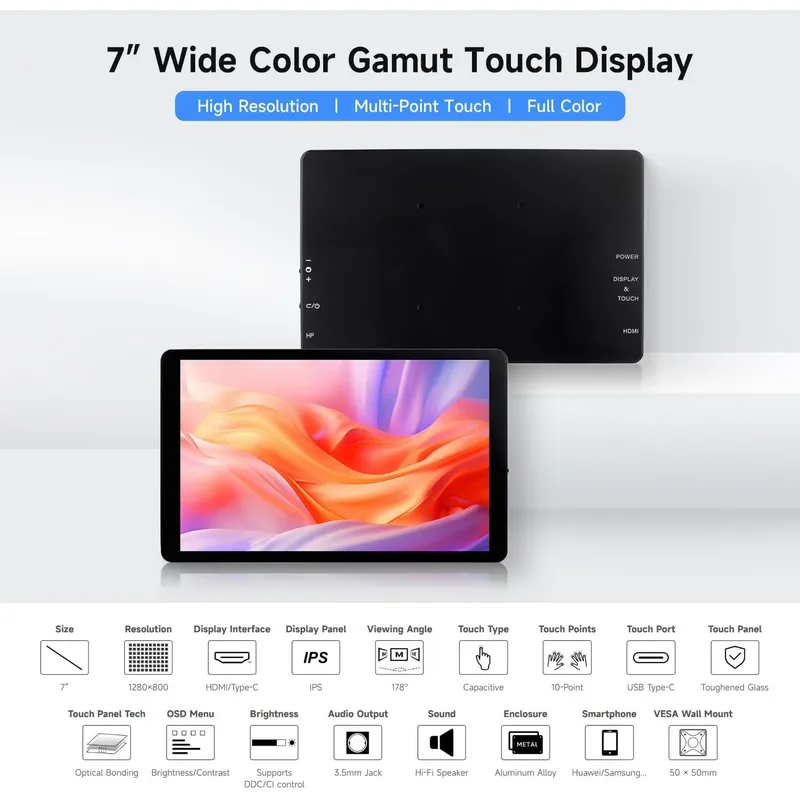Display Touch Capacitivo de 7  - Pi Zero avaliação e preço